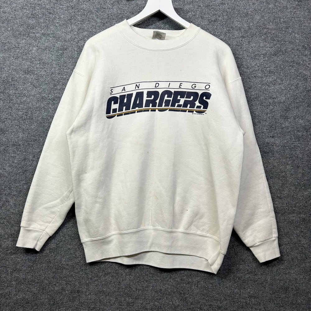 VTG Oneita Power-Sweats San Diego Chargers Sweatshirt Men's White USA Made - L